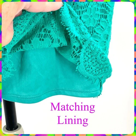 LAUNDRY Spring Green Crochet Lace Floral Medallion Overlay Shift Dress Size 14 - Picture 12 of 13